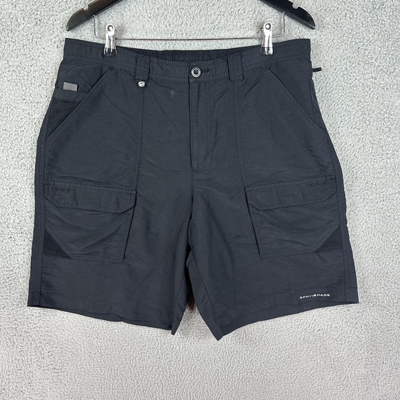 Columbia PFG Shorts Mens 38 Black Omni-Shade Nylon Fishing Cargo 10 Inseam UPF - Picture 1 of 11